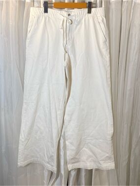 American Eagle Outfitters White Wide-Leg Drawstring Jeans